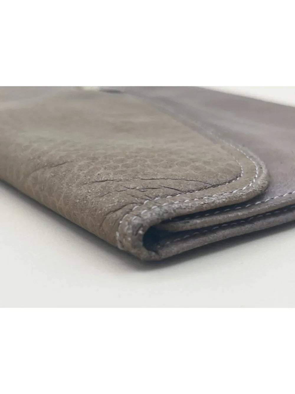 Christian Dior Paris Grey Taupe Leather Long Bifold Wallet CD Charm Silver Hardw